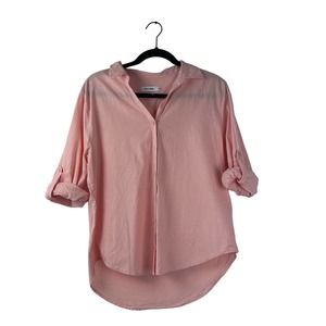 🖤 3/$25 SALE! 
Saovere minimalist slow fashion lagenlook pink button up shirt